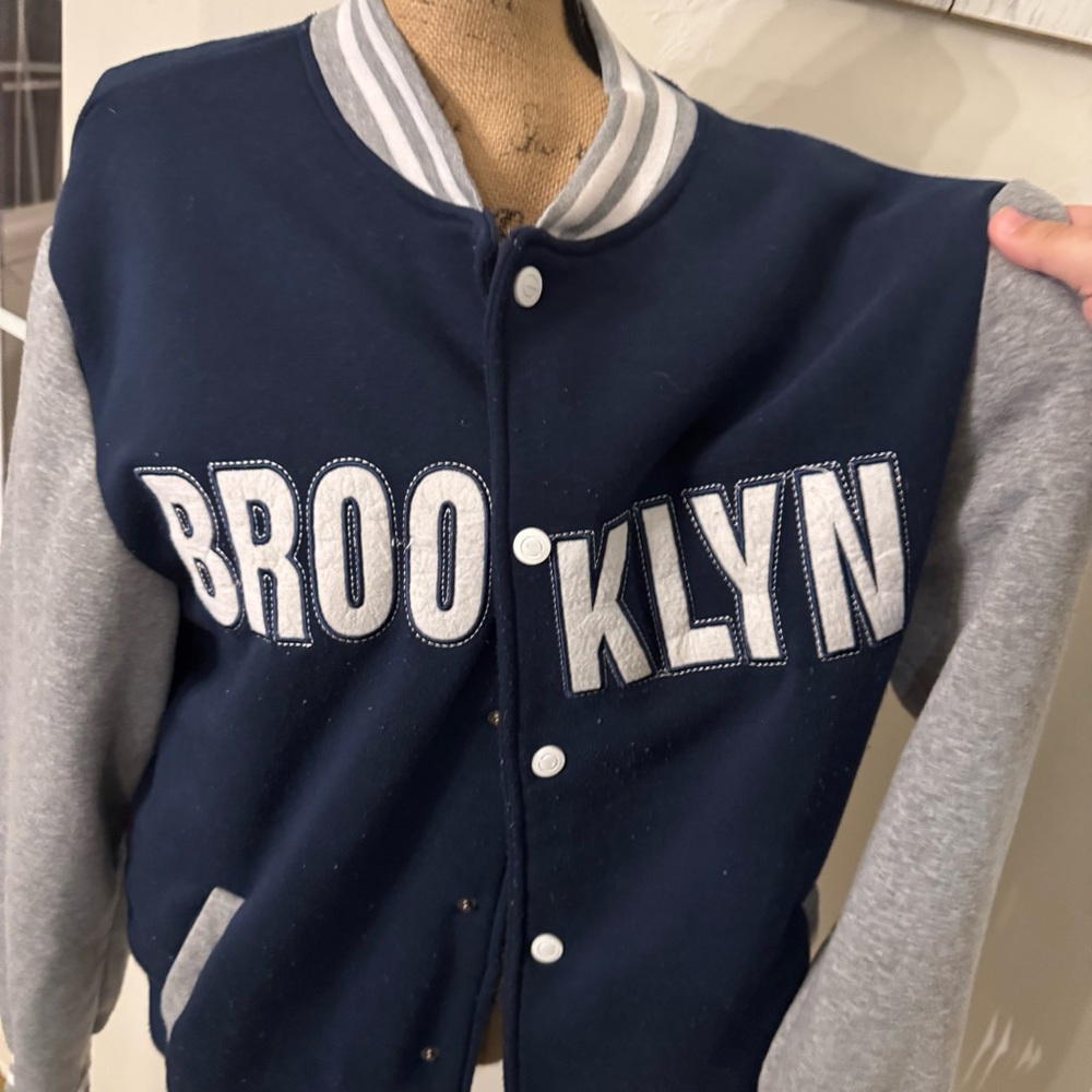 Brooklyn Varsity Jacket - Navy and Gray